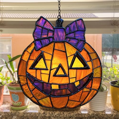 Jack-o'-Lantern Purple Tie Acrylic Suncatcher - Image 4