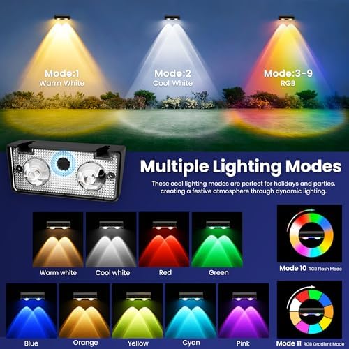 Solar Fence Lights Outdoor, Color Changing, Waterproof IP65, 16 Pack - Image 4