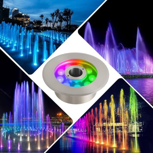 LED Fountain Lights Submersible Waterfall Underwater Light 36W 12V AC with RGBW Color Changing by Remote Full Stainless Steel Light for Outdoor Fountain Garden Waterfall Pond - Image 7