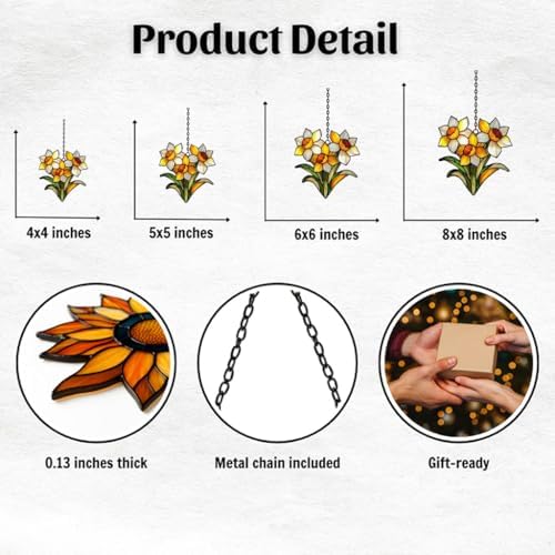 Tiffany Daffodil Bouquet Floral Acrylic Suncatcher - Image 2