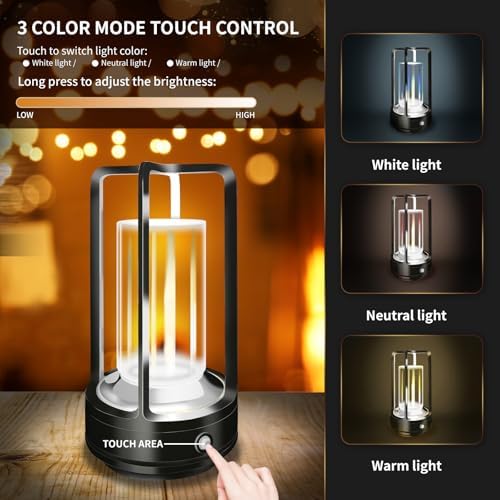 Cordless Table lamp, 4000mAh Battery Rechargeable Lamp (Black-2) - Image 2