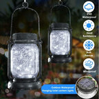 Mlambert 4 Pack Solar Mason Jar Hanging Lantern with Stakes, Cool White - Image 3
