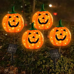Solar Halloween Pumpkin Lights, 4 Pack Outdoor Pathway Stake Lights by DAYLIGHTIR