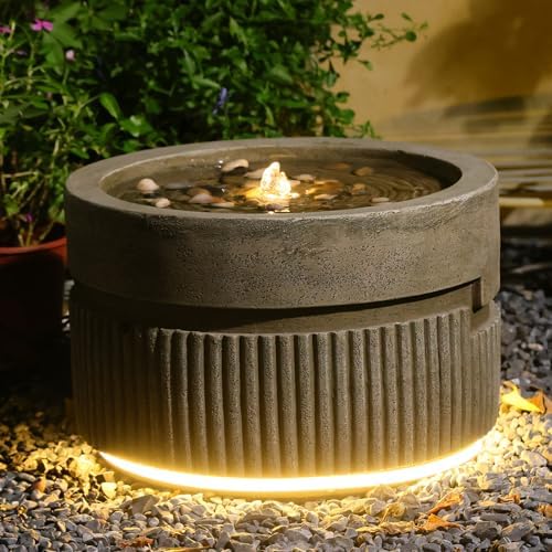 Sunlinua Small Modern Outdoor Water Fountain with Quiet Pump by Sunlinua