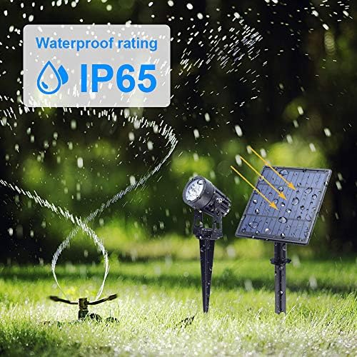 APONUO Solar Spotlights Landscape Lights Low Voltage Outdoor Solar Spotlight IP65 Waterproof 9.8ft Cable Auto On/Off with 4 Cool White for Outdoor Garden Yard Landscape Downlight (4-in-1) - Image 4