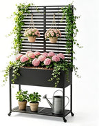 Metal Raise Garden Bed with Trellis,70" Elevated Trellis Planter Outdoor by Liskanap