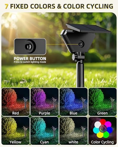 T-SUN Solar Lights Outdoor Waterproof, 6 Pack LED Solar Spot Lights, RGB - Image 3