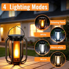 2 Pack Solar Lantern Lights Outdoor Waterproof Flickering Flame Light, Solar Lights with Dual Charging (USB/Solar) & 4 Modes Hanging Camping Light for Yard Patio Path Tree Porch Garden Decoration - Image 2