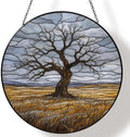 Lonely Bare Tree Stained Glass Suncatcher 9.8" Colorful Window Hanging Ornament, Retro Sun Catcher Decor with Chain for Home Wall Garden Birthday Christmas Mothers Day by FeHuew