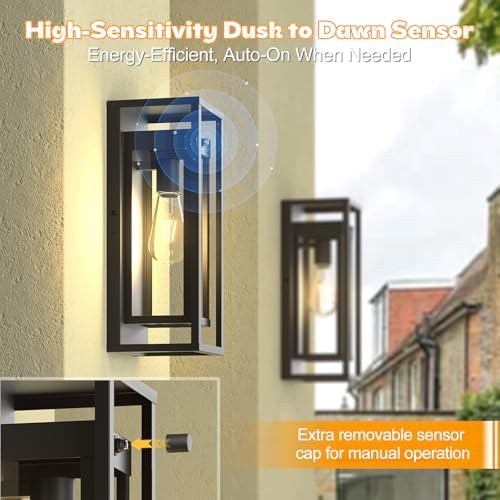 Dusk to Dawn Outdoor Wall Light 15in Waterproof Large Porch Sconce - Image 6