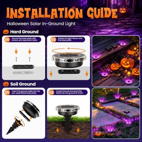 SOLPEX Halloween Solar Lights Outdoor, Halloween Decorations 10 Pack Purple - Image 7