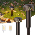 Gardencoin Low Voltage Landscape Pathway Lights, 12V Outdoor Mushroom Decorative Lights, Unique Aluminum Path Lighting with 4W 2700K Replaceable Bulb for Walkway Garden Yard, 2 Pack by Gardencoin