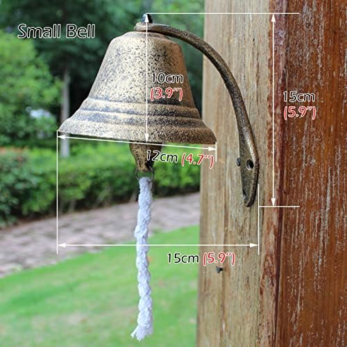 Farmhouse Cast Iron Door Bell Copper Color, Vintage Oversized Dinner Bells, Wall Mounted Hanging Doorbell for Front Door Garden (Size : S) - Image 2