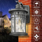 Darkaway Outdoor Porch Lights Wall Mount, Outside Light Fixtures Sconces Wall Lighting with Water Ripple Glass Waterproof Exterior Lights for Patio Yard House Hallway Doorway Garage - Image 4
