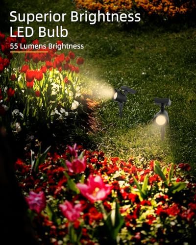 Solar Lights Outdoor, Solar Spot Lights Outdoor, 6 Pack IP44 Waterproof Solar Spotlights, Auto On/Off Solar Powered Garden Lights for Yard Pathway Driveway (Warm White) Bright Pathway - Image 5
