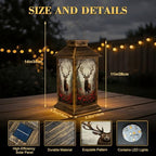 Solar Lantern Outdoor Garden Hanging Lantern Majestic Stag Antlers Rose Garden Misty Forest Waterproof Solar Powered Lighting Outside Table Lamp for Patio Deck Yard Camping - Image 2