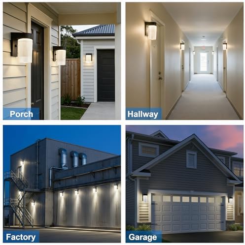 LIT-PaTH Outdoor Wall Light Fixture, Aluminum, LED 3CCT, Black, 2 Pack - Image 6