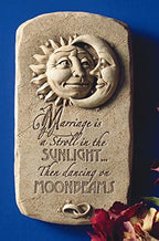 Cast Stone Expressions Collection - Sunlight & Moonbeams, Wedding Plaque - Concrete Celestial Sun & Moon Sculpture - Image 4