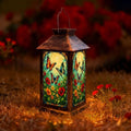 Solar Lantern Stained Glass Art Vibrant Outdoor Waterproof Garden Hanging Lantern Solar Powered Lighting Outside Solar Light for Patio Yard Camping, Gifts for Women Mom by Unknown