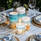 LED Flickering Candles Battery Operated Candles Set of 4 with Remote Control Timer Dancing Flame Pillar Candles Home Table Coastal Decoration, Beach Coastal - Image 5
