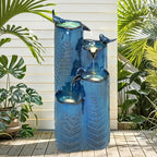 Autodaya 32" H 4-Tier Vase Ceramic Outdoor Water Fountain with LED Lights by Unknown
