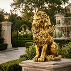24" Gold Lion Statue Outdoor Decor, Resin Sitting Lion Sculpture, Majestic Guardian Animal Figurine for Garden, Patio, Porch, Entryway, Courtyard, Lawn & Indoor Home Decoration by Unknown