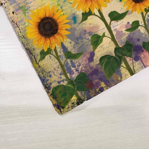 Plant Welcome Wall Hanging Sign- Retro Sunflower Hand Painted Style Slate Hanging Plaques for Front Door Porch Window Farmhouse Garden 5.1" x 7.9" Wall Home Decor - Image 5