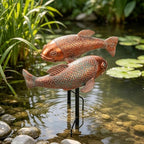 Teaeeno Antique Koi Fish Garden Statues - Set of 2 | Exquisite Fish Sculptures for Outdoor, Patio, Pond, and Garden Decorations - Image 6