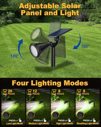 Solar Spot Lights Outdoor, 8 Pack Outdoor Solar Lights for Yard, 4 Lighting Mode Solar Landscape Spotlights with Auto On/Off, 2-in-1 Waterproof Wall Lights for Garden, Walkway (Cool White) - Image 4