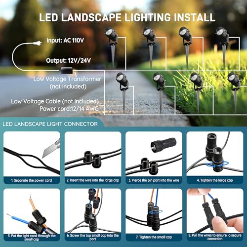 8 Pack Low Voltage Landscape Lights, Color Changing RGBW Spotlights - Image 6