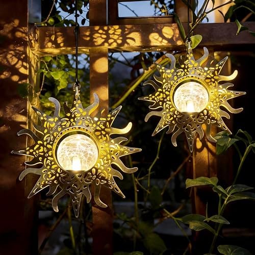 Hanging Solar Sun Lights, Decorative Lanterns for Outdoor, Gifts for Women by QCF