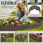 Evelyne Garden Border Plastic Edging: Wooden Fence Design - 16pcs Brown Yard Landscaping Fence Liner Lawn Edge Barrier - 20ft Kit of Decorative Lawn Panels Elements -Landscaping Edging-GMT-10374-A16 - Image 4