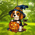 Cute Dog and Halloween Pumpkin Acrylic Suncatcher - Image 3