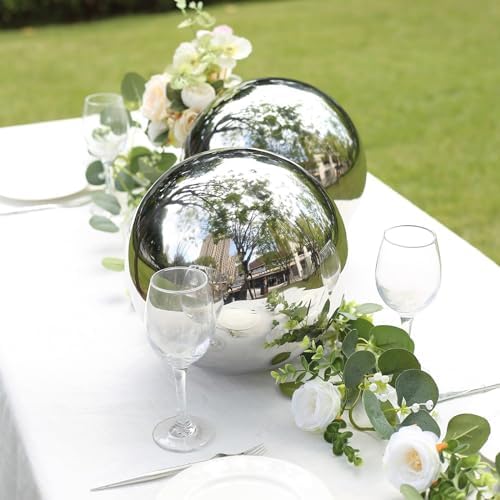 Balsa Circle 16 in Silver Stainless Steel Globe Gazing Reflective Mirror Balls Outdoor Garden Decor Centerpieces Wedding Party Events Reception Home Decorations Modern Ornaments Landscaping Accents - Image 3