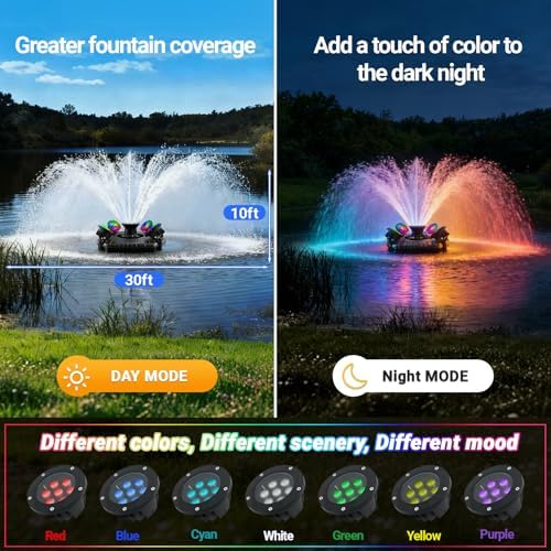 Pond Fountain Aerator with Lights, Large Fountain for Pond Lake Fish Farm - Image 3