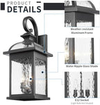 Darkaway Outdoor Lights Fixtures Wall Mount, Extra Large 26inch Outdoor Wall Sconce Lights with Water Ripple Glass for House Front Porch Patio Garage E12 Bulb Base - Image 4