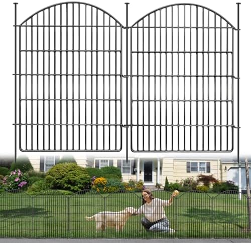 10 Panels Decorative Garden Fence, 40in (H) X 24ft (L) No Dig Dog Fences Outdoor for Yard, Rustproof Tall Metal Fencing Panels, Animal Barrier Suitable for Yards Border, Patio, and Outdoor Use by GILPWAFlagship