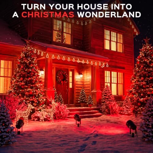 T-SUN Spot Lights Outdoor, Red Landscape Spotlights for Patio Party 4 Pack - Image 2