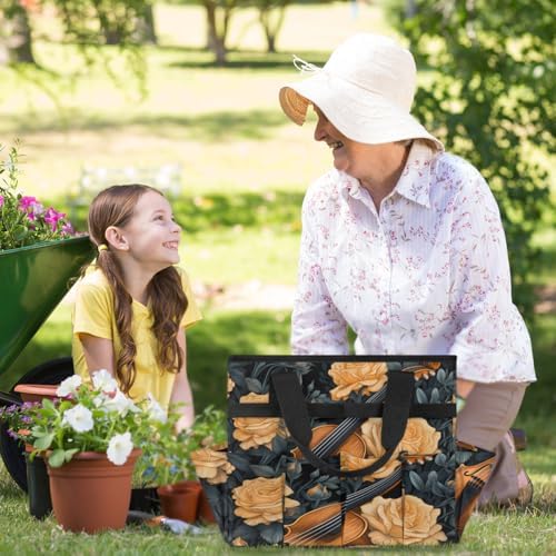 Music Violins Garden Tool Bag Organizer Heavy Duty Music Theme Gardening Tote Bag with 10 Pockets for Women Men Gardening Gifts - Image 6