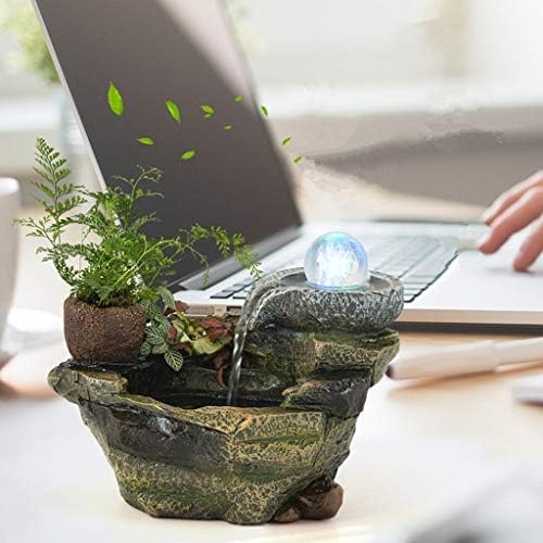Carved Decorative Resin Fountain Creative Resin Desktop Fountain Desktop Waterfall Aquarium Flowerpot Home Office Club Decoration Gifts for Indoor and Outdoor Fountain Offices (Color : B) - Image 3