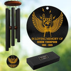 Personalized Rock Memorial Wind Chime – Custom Name & Years with Angel Wing Guitar Art – “in Loving Memory” Tribute for Music Lovers, Free Spirits, and Families Honoring The Loss of a Beloved One by AlpadilCo