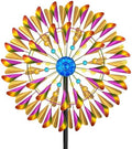Wind Spinner Kinetic Wind Sculpture, 23.4" W x 79.3" H Large Metal Outdoor Windmill with 5‑Prong Stable Base, 360° Rotatable 2‑Blade Wind Catcher Yard Art Decor for Patio Lawn Garden Backyard by KHayRovies