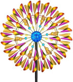 Wind Spinner Kinetic Wind Sculpture, 23.4" W x 79.3" H Large Metal Outdoor Windmill with 5‑Prong Stable Base, 360° Rotatable 2‑Blade Wind Catcher Yard Art Decor for Patio Lawn Garden Backyard by KHayRovies