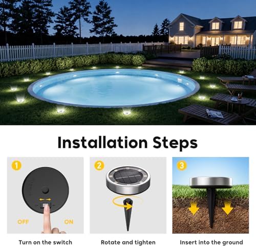 16 Pack Solar Lights Outdoor Waterproof, 8 LED Solar Ground Lights - Image 6