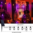 iBaycon 42FT 15 LED Solar Flame Halloween String Lights, Warm White+Purple - Image 3