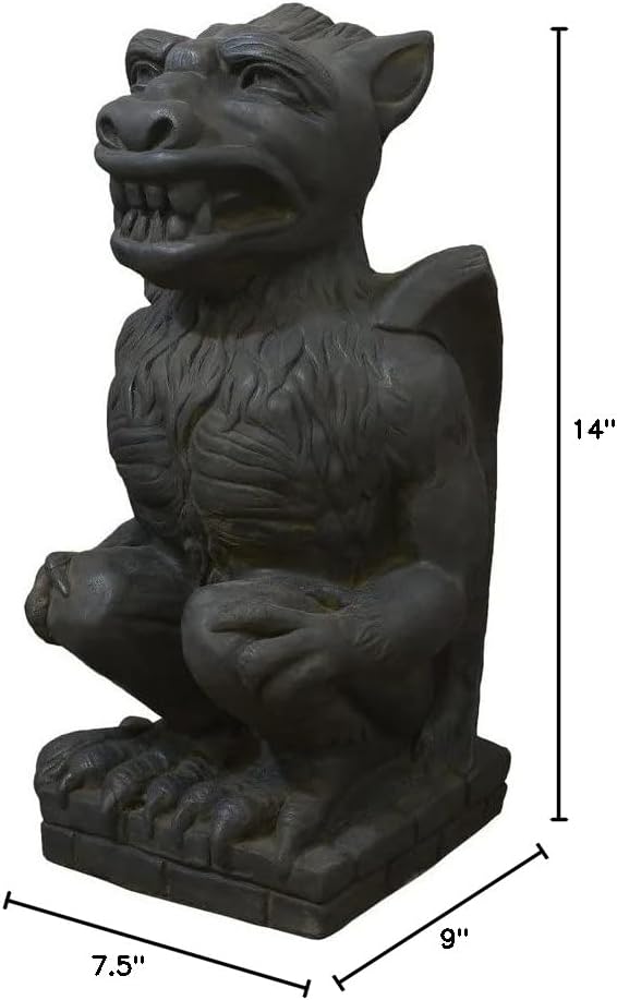 Nichols Brothers Screaming Dragon Gargoyle Outdoor Concrete Garden Statue 14" H in Dark Walnut - Image 2