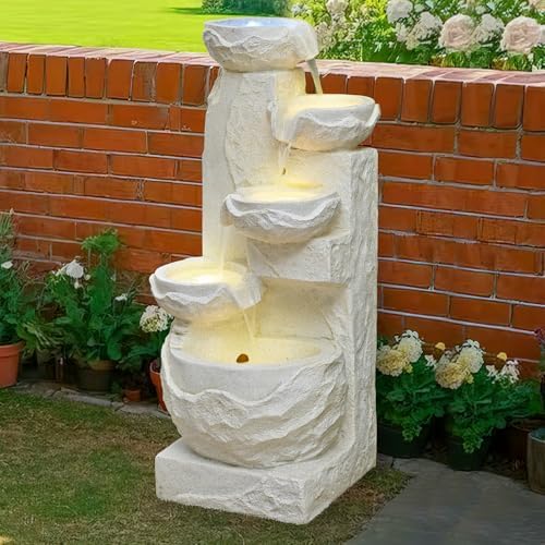 41.34" Outdoor Water Fountain LED Waterfall Water Feature for Garden Patio - Image 4