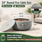 24 Inch Propane Fire Pit Bowl, 50000 BTU Round Steel Gas Fire Pit with Lid, Portable Outdoor Fire Table for Patio Deck Balcony Backyard Garden, Concrete Grey (Tank Cover Not Included) - Image 2