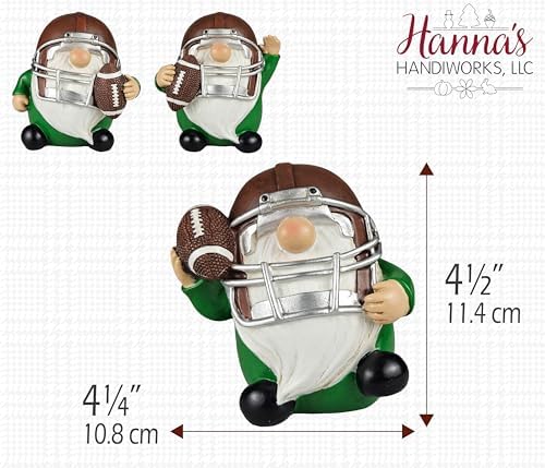 Hanna's Handiworks Little Football Rugby Gnomes - Resin Statues Home Decor for Indoor Tabletop or Outdoor Covered Garden - Sports-Theme Figurine for Centerpiece Display, Parties, Gifts - Set of 3 - Image 3
