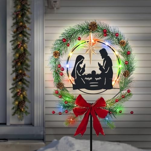 Solar Powered Nativity Scene,Christmas Decorations Outdoor Garden Stakes by HokfirmHomeDecorGarden